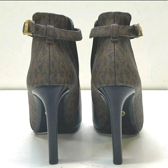 NEW Michael Kors MK Designer Lawson Open Toe Boots Booties Black 6 - Picture 4 of 8